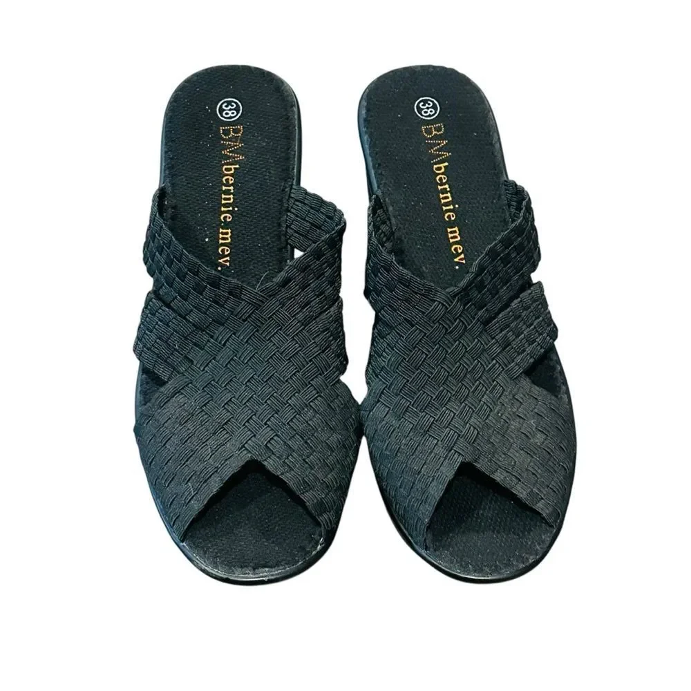 Bernie Mev Black Woven Wedges - Size 38 (7-8)